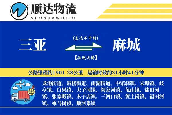 三亚到麻城物流公司