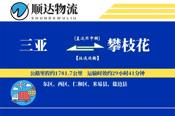 三亚到攀枝花物流公司