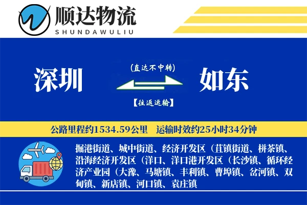 深圳到如东物流公司