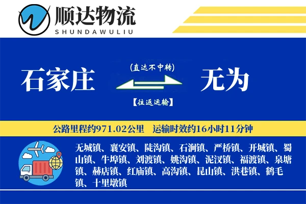 石家庄到无为物流公司