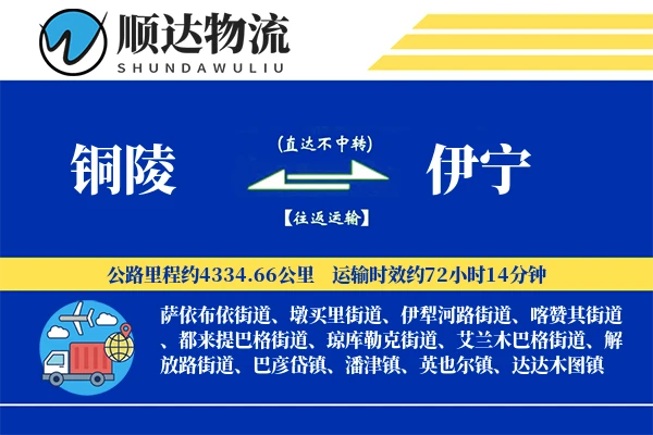 铜陵到伊宁物流公司