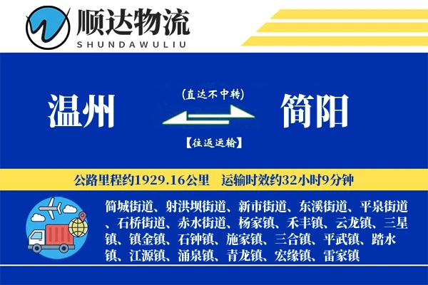 温州到简阳物流公司