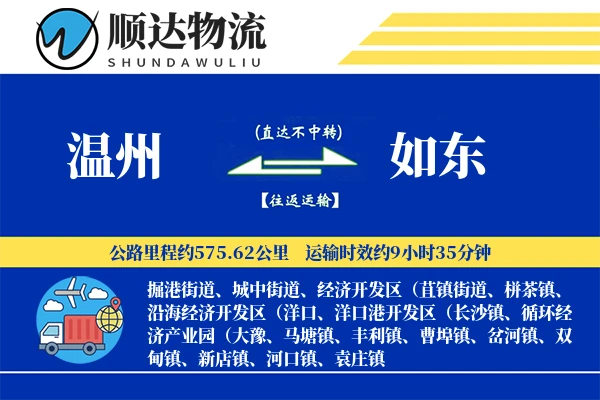 温州到如东物流公司