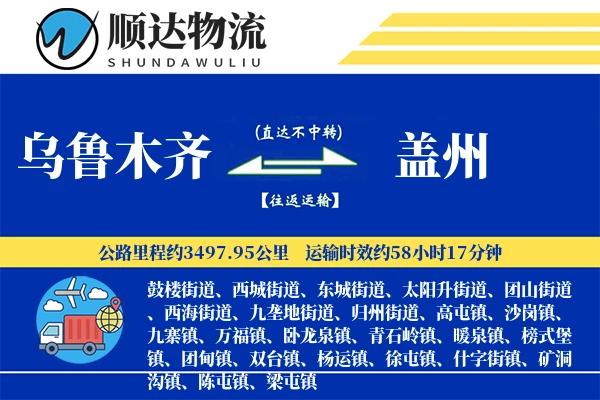 乌鲁木齐到盖州物流公司-逆向货运专线「限时达服务」