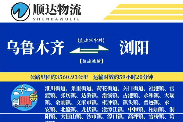 乌鲁木齐到浏阳物流公司