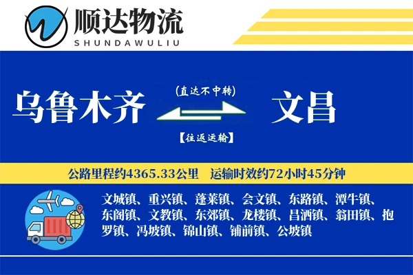 乌鲁木齐到文昌物流公司