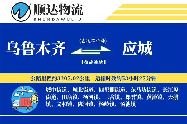 乌鲁木齐到应城物流公司
