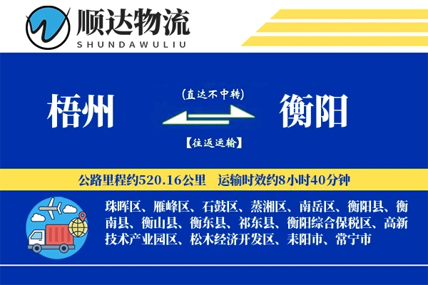 梧州到衡阳物流公司-重货物流专线「同城配送」