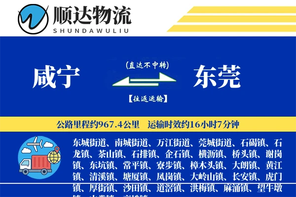 咸宁到东莞物流公司