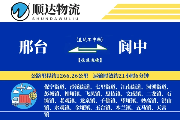 邢台到阆中物流公司