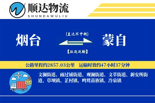 烟台到蒙自物流公司