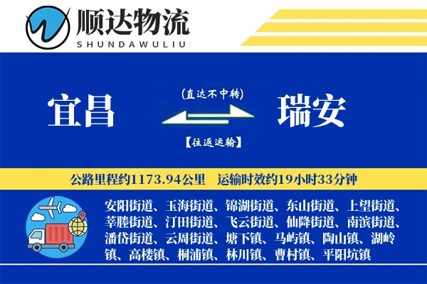 宜昌到瑞安物流公司-同城货运专线「打包服务」