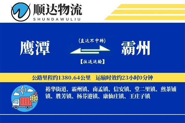 鹰潭到霸州物流公司-电商物流专线「GPS定位」