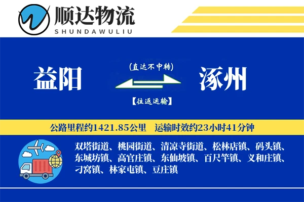 益阳到涿州物流公司