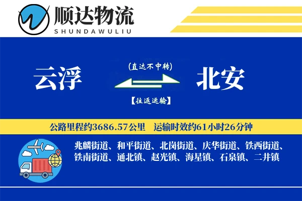 云浮到北安物流公司-搬家货运专线「智能物流」