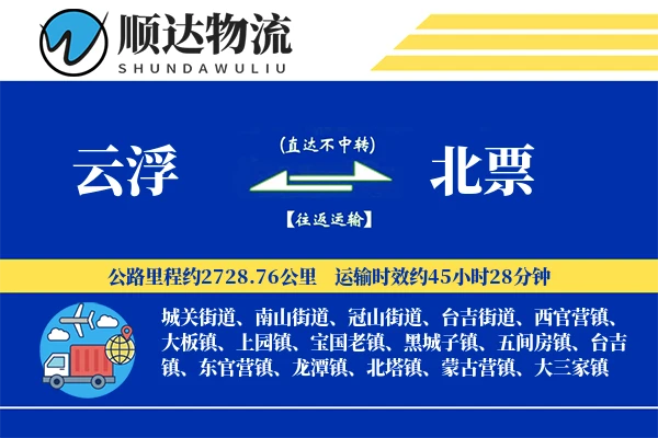 云浮到北票物流公司