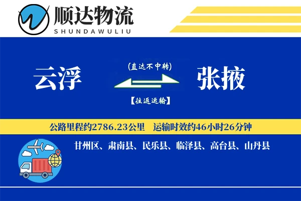 云浮到张掖物流公司