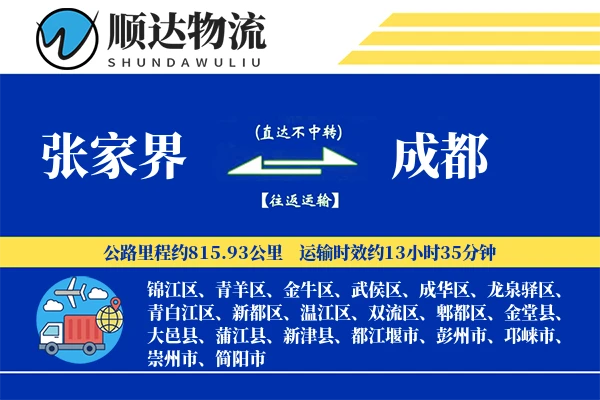 张家界到成都物流公司