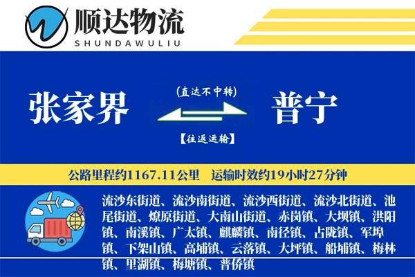 张家界到普宁物流公司