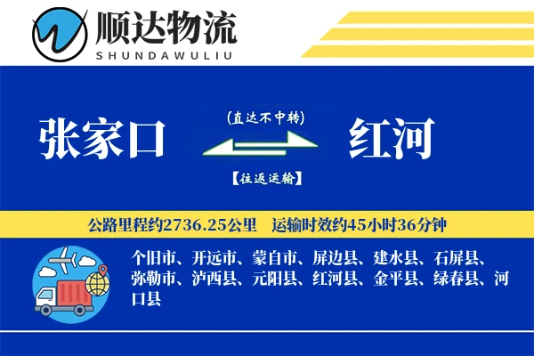 张家口到红河物流公司