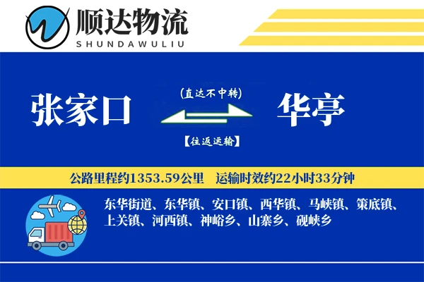 张家口到华亭物流公司-生鲜运输专线「预付优惠」