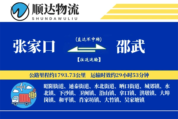 张家口到邵武物流公司