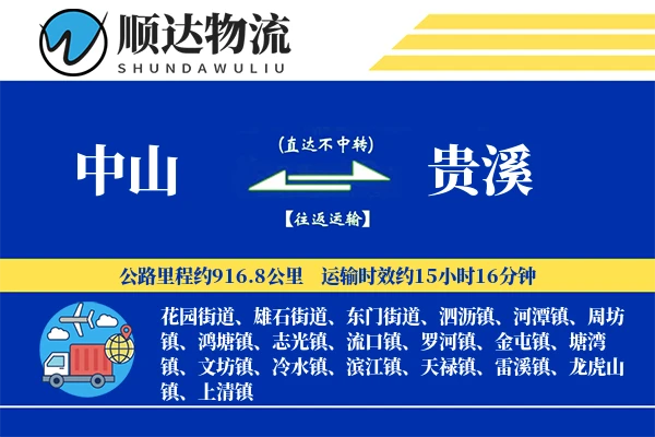 中山到贵溪物流公司-设备货运专线「全程高速」