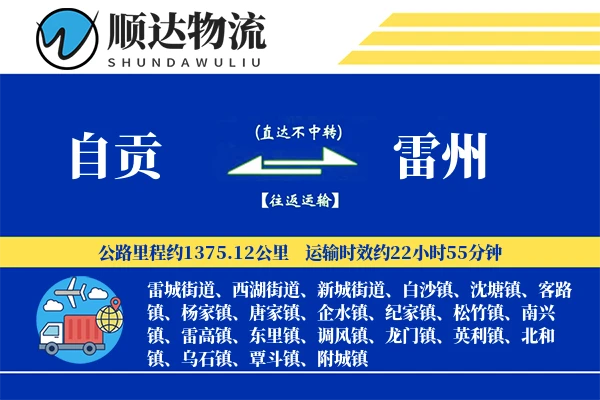 自贡到雷州物流公司
