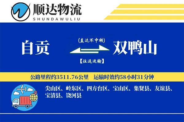 自贡到双鸭山物流公司